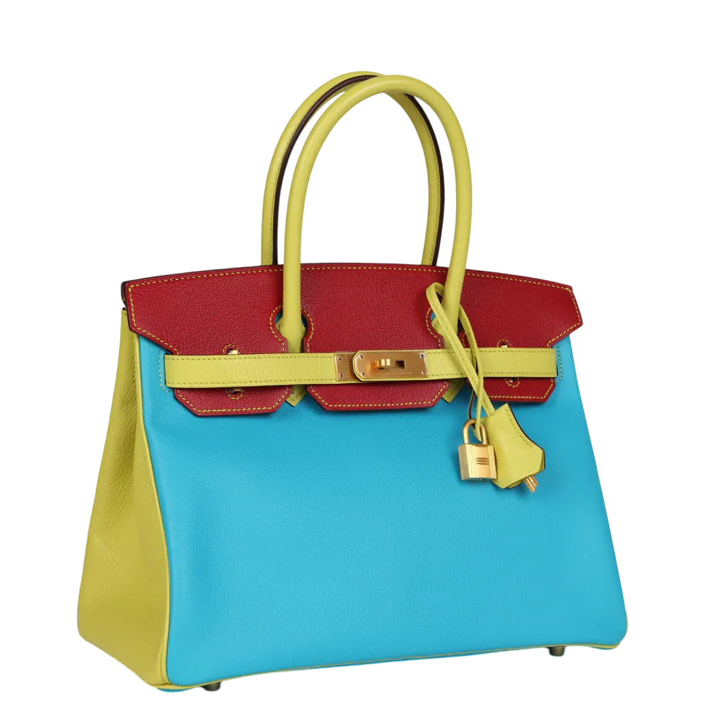 HermÃ¨s Special Order (HSS) Tri-color Birkin 30 Bleu Aztec, Souf